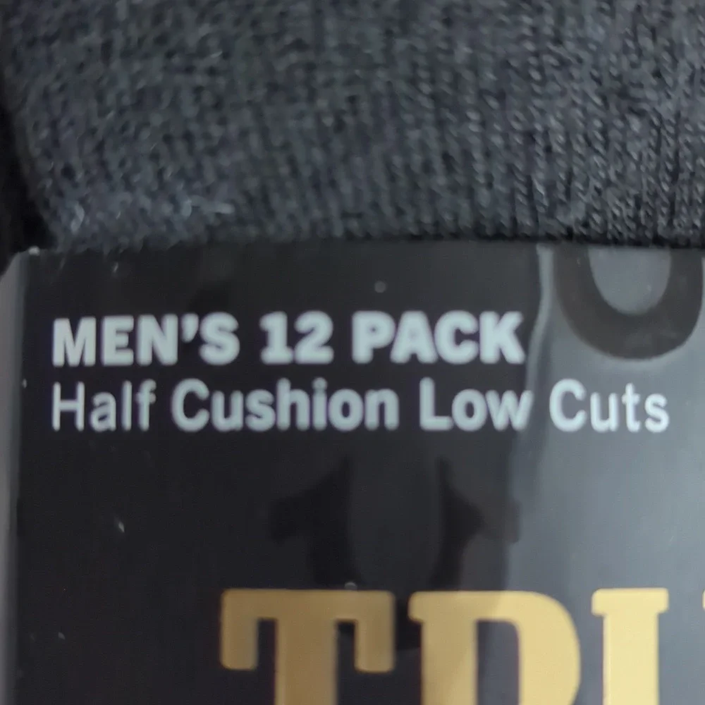 True Religion Brand Jeans Men's Half Cushion Cuts 12 Pack Black Socks Sz 10-13